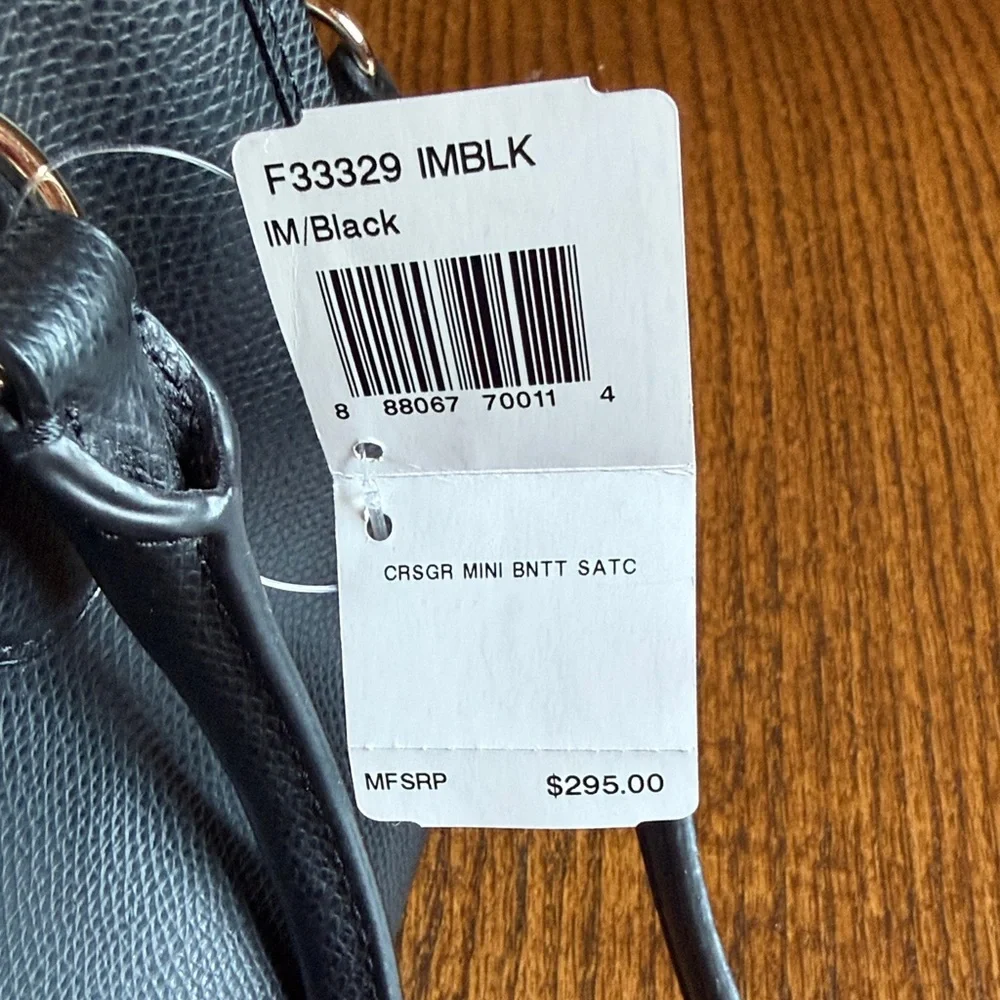 Coach Black crossgrain Leather Mini Bennett Satchel Crossbody Bag NWT - Picture 3 of 6